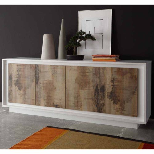 Wohnzimmer Sideboard in Weiß Birnenholz Dekor