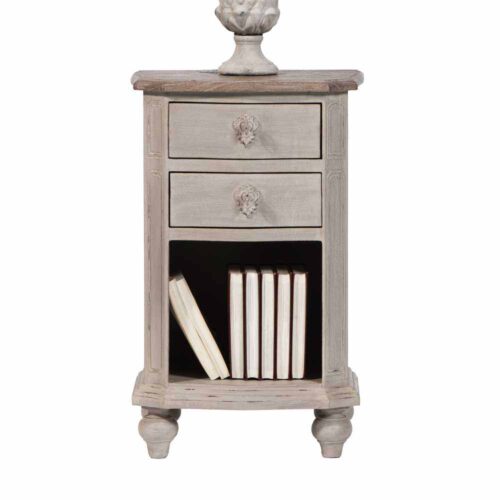 Boxspring Nachtkommode in Creme Weiß 65 cm hoch