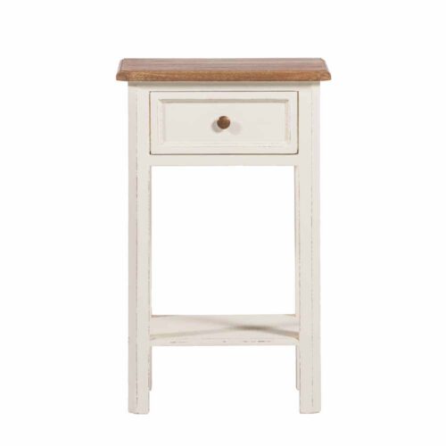 Nachtkonsole in Weiß Mindiholz 40 cm