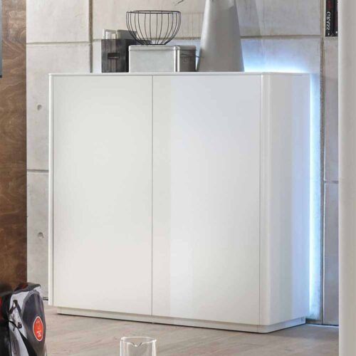 Wohnzimmer Highboard in Weiß LED Beleuchtung