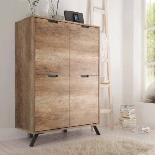 Wohnzimmer Stauraumschrank in Eiche mit 4 Türen