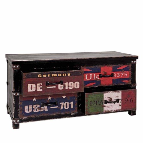 TV Sideboard in Schwarz Bunt Schubladen