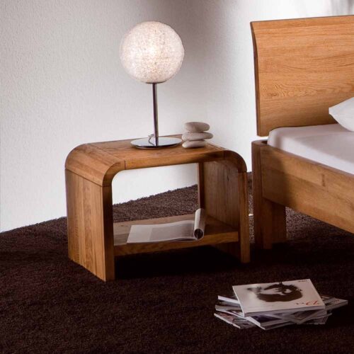 Nachtkonsole aus Wildeiche Massivholz abgerundet