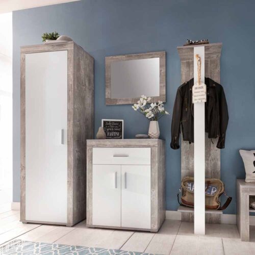 Kommode für Schuhe Weiß Beton Grau