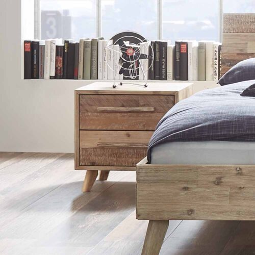 Nachtkommode aus Akazie Massivholz 50 cm