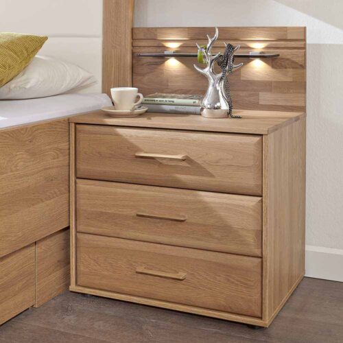 Nachtkonsole aus Eiche LED Beleuchtung (2er Set)