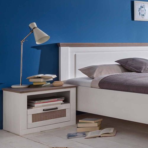 Nachtkonsole im Landhausstil Weiß Taupe