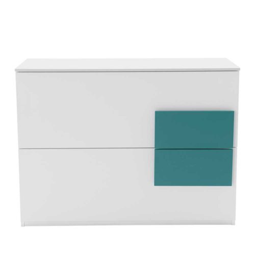 Kleines Sideboard in Weiß Petrol 100 cm