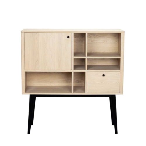 Wohnzimmer Highboard im Retro Design Eiche White Wash