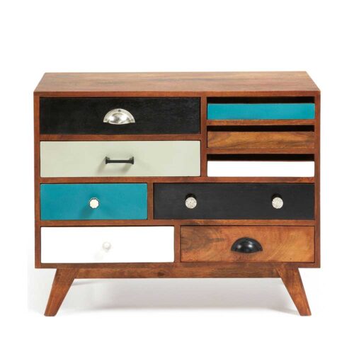 Massivholz Kommode in Braun Bunt 80 cm