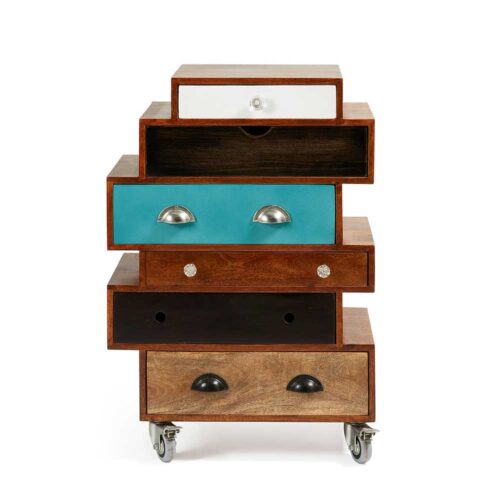 Rollen Kommode in Braun Bunt modern