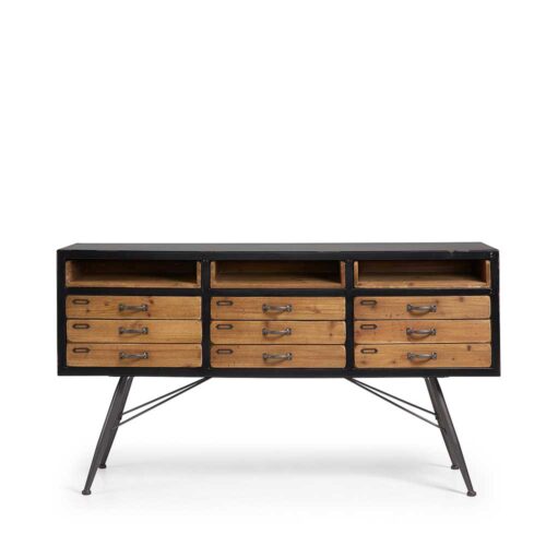 Schubladen Sideboard aus Tanne Massivholz Metall Loft Style