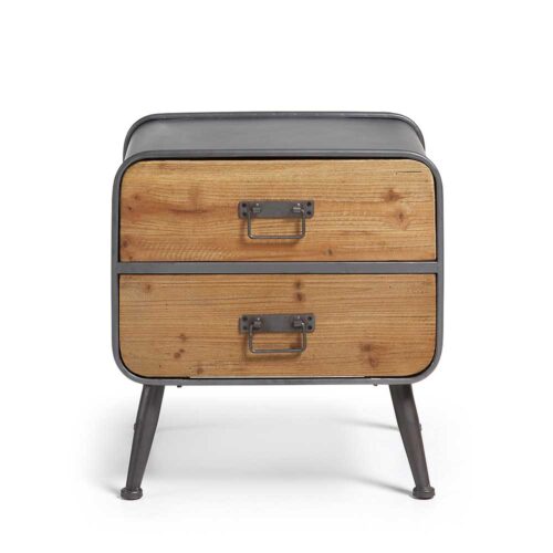 Nachtkonsole aus Tanne Massivholz Stahl