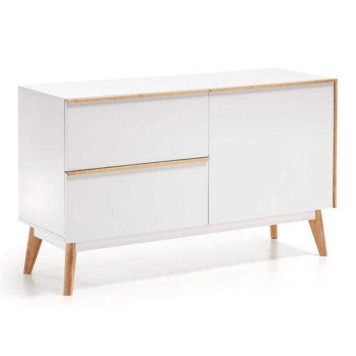 Kommode mit Tür und Schubladen Eiche Weiß