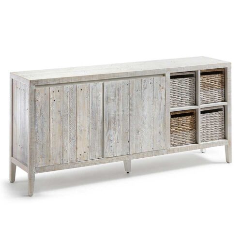 Design Sideboard aus Kiefer Recyclingholz White Wash