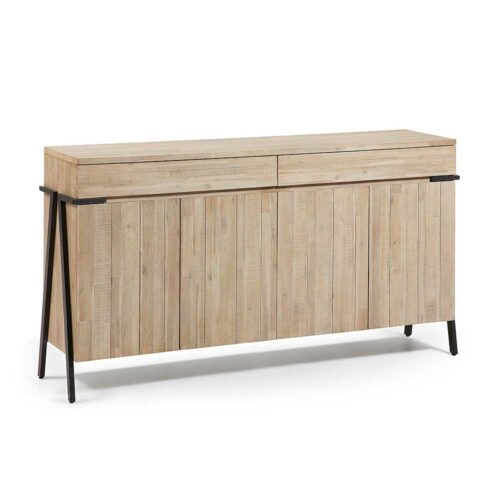 Wohnzimmer Sideboard aus Akazie hell Metall