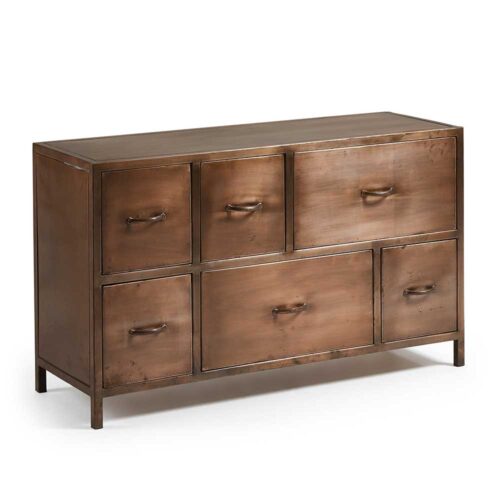 Metallkommode in Kupferfarben Schubladen