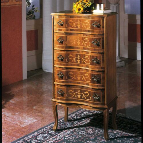 Schubladenkommode im Barock Design Nussbaum furniert