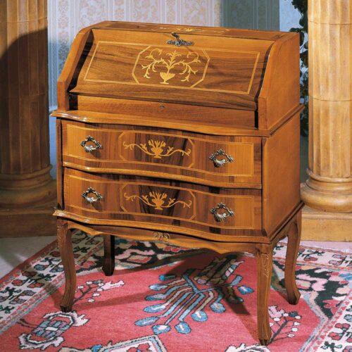 Barock Design Sekretär in Nussbaumfarben 75 cm