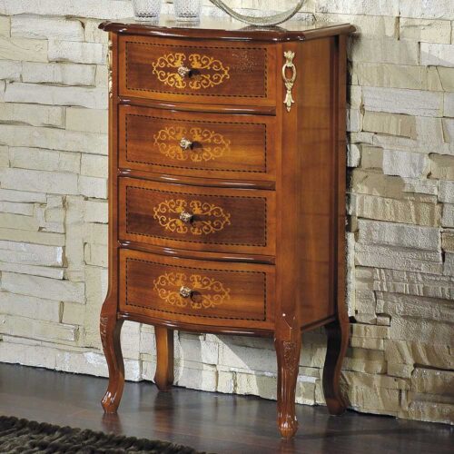 Schubladenkommode im Barock Look Nussbaum furniert