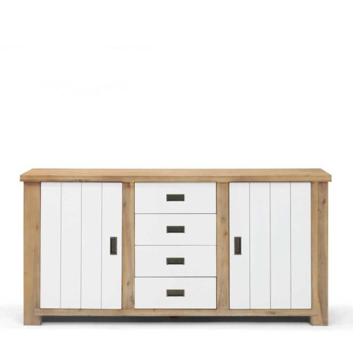 Wohnzimmer Sideboard im Landhausstil Akazie Massivholz und Weiß