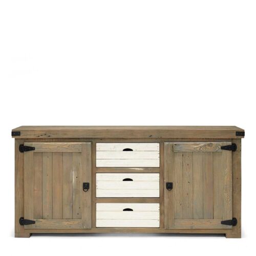 Anrichte aus Kiefer Recyclingholz und Weiß Landhaus rustikal