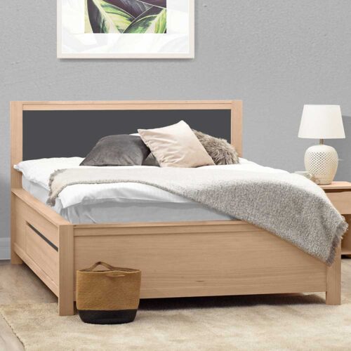 Bett mit Eiche furniert Anthrazit