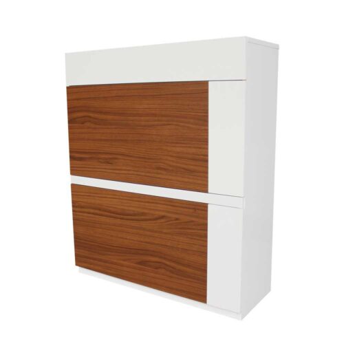 Schuhkipper in Walnuss und Weiß Hochglanz 80 cm breit