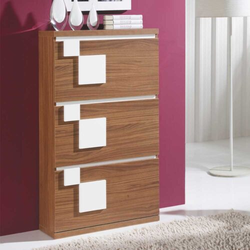 Design Schuhkipper in Walnussfarben Weiß Hochglanz