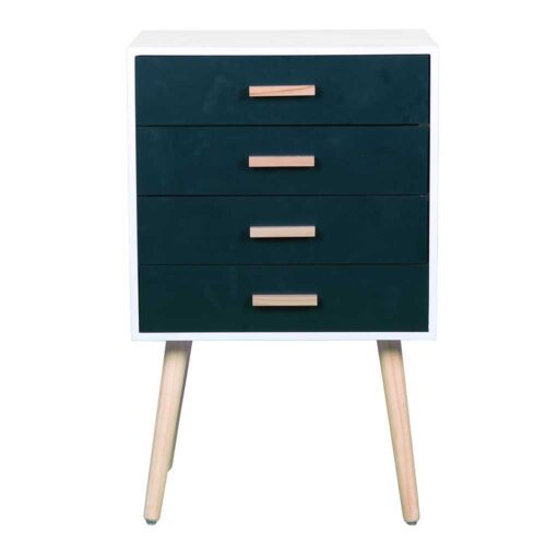 Kommode in Weiß und Blau 4 Schubladen