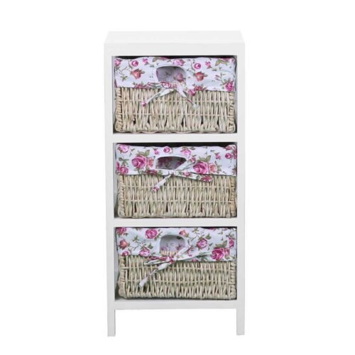 Schubladenkommode mit Körben Weiß