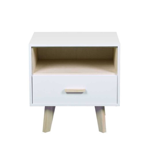 Nachtkonsole in Weiß Pinie Schublade