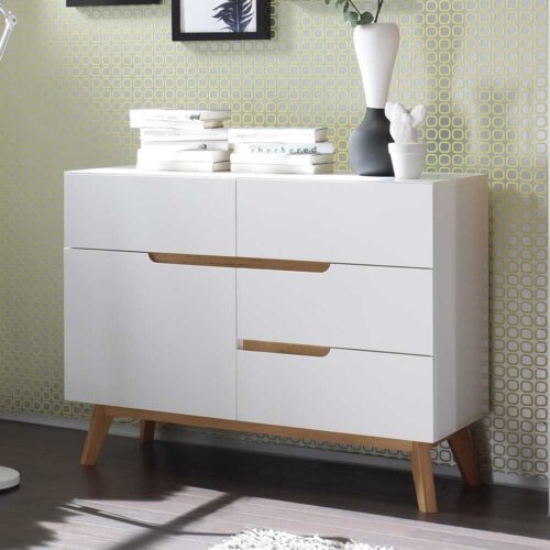 Garderoben Kommode in Weiß und Asteiche modern