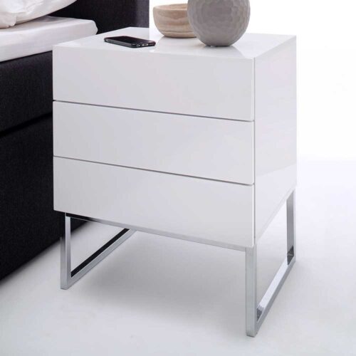 Grifflose Nachtkommode in Weiß 60 cm hoch