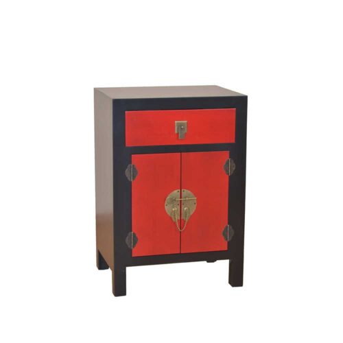Design Kommode im asiatischen Look Rot Schwarz