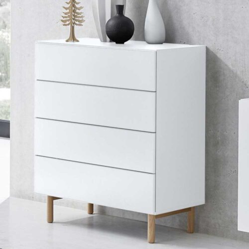 Schubladenkommode in Weiß Griffe