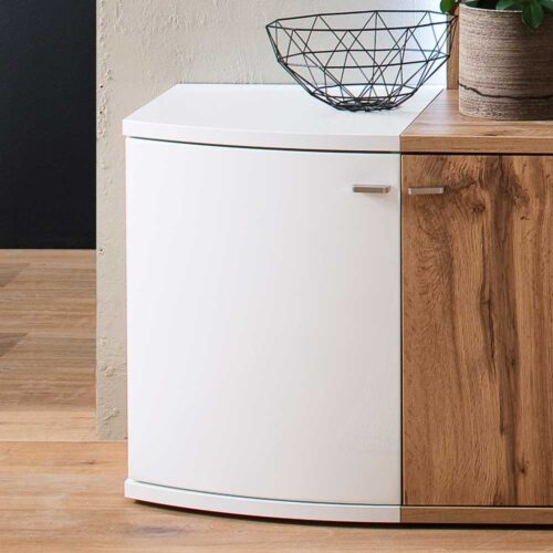 Anstellkommode für Fernseher in Weiß Hochglanz