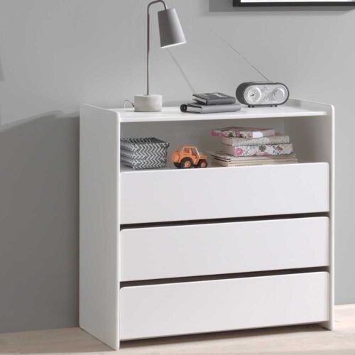 Schubladen Kommode in Weiß 90 cm breit