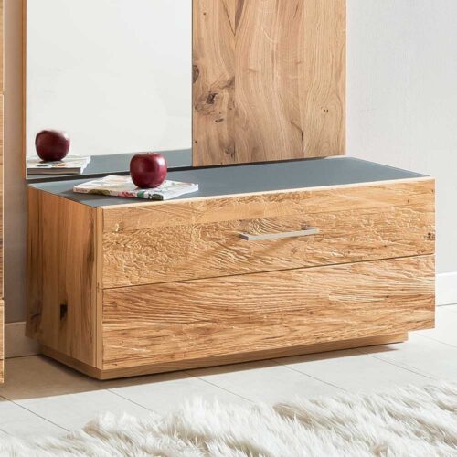 Mini Schuhschrank mit Klappe Balkeneiche furniert