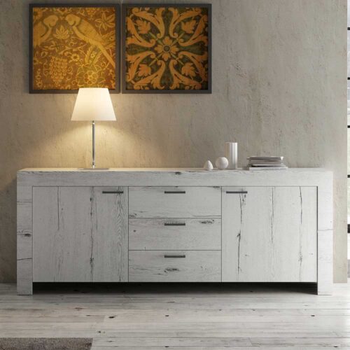 Design Sideboard in Weißeiche Nachbildung 210 cm breit