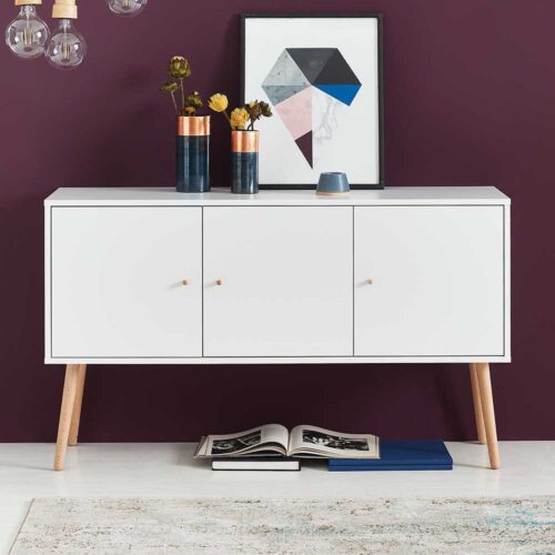 Sideboard im skandinavischen Design Weiß Buche