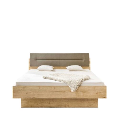 Multifunktionsbett im Eiche Dekor Polsterkopfteil in Taupe