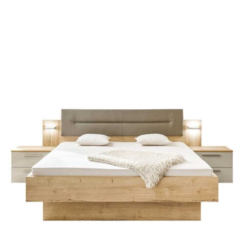 Breites Bett inkl. 2 Nachtkommoden in (3-teilig)