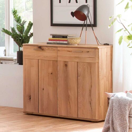 Wohnzimmer Kommode in Eiche Bianco 2-türig