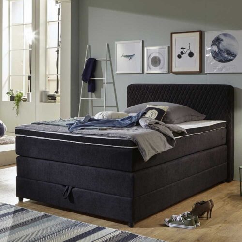 Stoffbett in Anthrazit Bettkasten