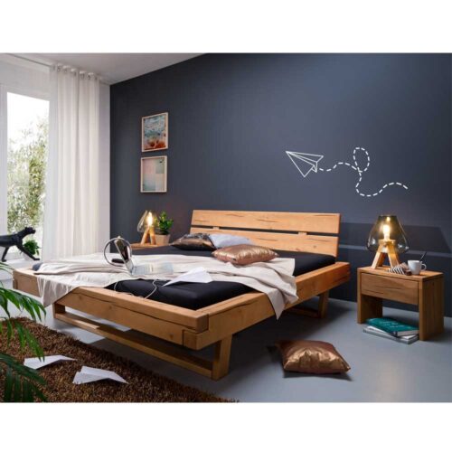Doppelbett mit Nachtkonsolen Kiefer Massivholz (3-teilig)