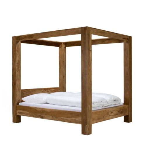 Himmelbettgestell in Teakfarben Palisander Massivholz