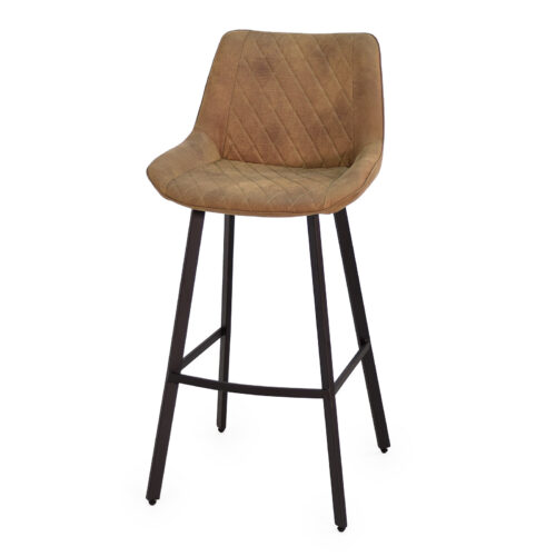 Barhocker mit Metallbeinen 2er Set in Braun / Schwarz