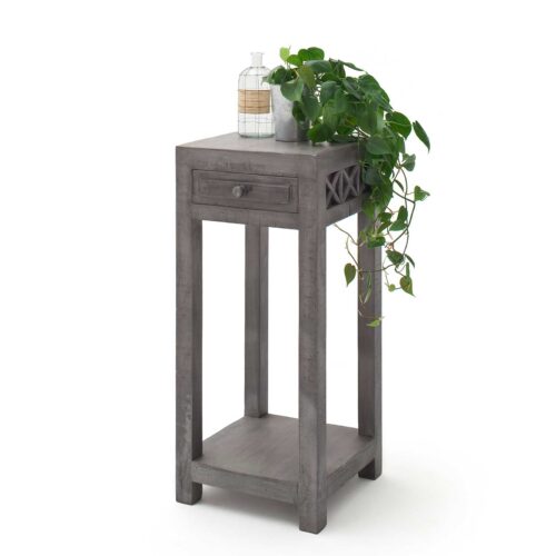 Beistelltisch 40 x 40 x 90 cm in Grau aus Massivholz