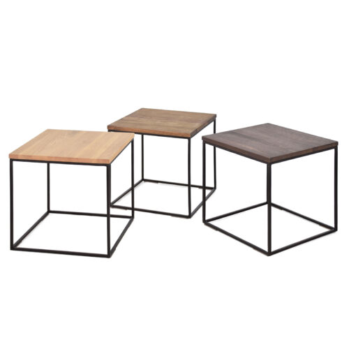 Beistelltisch aus Metall und Eiche in Braun oder Grau